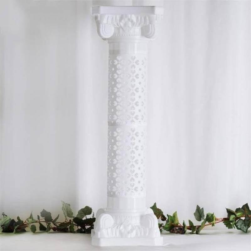 Efavormart 4 Pack 41" Tall White PVC Height Adjustable Artistic Roman Wedding Inspired Pedestal Column Plant Stand