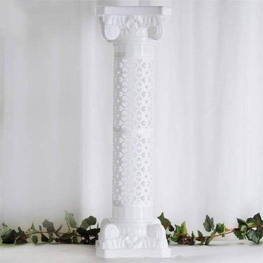 Efavormart 4 Pack 41" Tall White PVC Height Adjustable Artistic Roman Wedding Inspired Pedestal Column Plant Stand