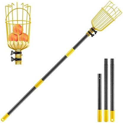 INFLATION Fruit Picker Tool,Apple Picker Pole with Basket,10 FT Adjustable Fruit Picker Pole with Basket Telescoping,Sturdy Basket with Foam Pad for Picking Avocado Acorn Lemon Pear Mango