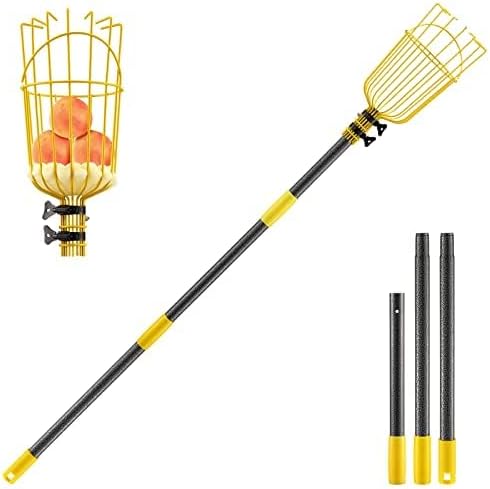 INFLATION Fruit Picker Tool,Apple Picker Pole with Basket,10 FT Adjustable Fruit Picker Pole with Basket Telescoping,Sturdy Basket with Foam Pad for Picking Avocado Acorn Lemon Pear Mango