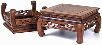 GOLDY&WENDY Chinese Solid Rosewood Wooden Display Stand Square Handmade Carved Pedestal Base