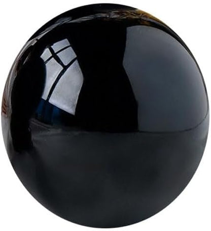 Obsidian Crystal Sphere Ball with Wood Stand Large Healing Crystals Sphere Sculpture Home Office Decoration Fengshui Meditation Healing 90mm 3.54'' (Obsidian, 3.54")