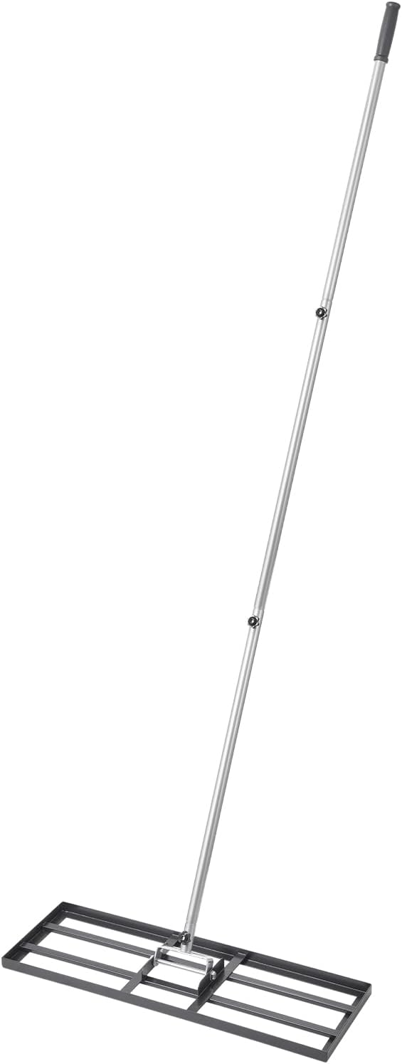 VEVOR Lawn Leveling Rake, Lawn Leveler with 83.9 in Handle, 30x10 in Ground Plate, Rust-Resistant Carbon Steel Soil Leveler, 3 Heights Adjustable, Effort Saving Lawn Leveling Tool for Yard Golf Court
