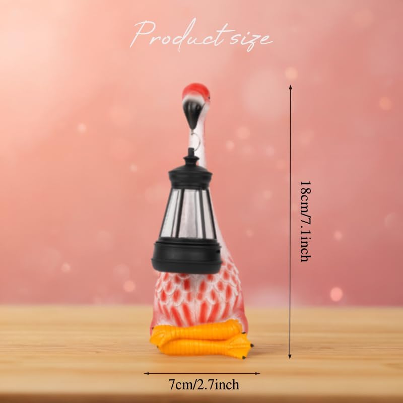 Flamingo Garden Statues with Solar Lantern, Outdoor Figurine Resin Sculpture Hanging Solar Power Lights for Decoration Yard Patio Balcony Lawn Ornament Art Decor, Unique Gift for Grandma Wowen Mom