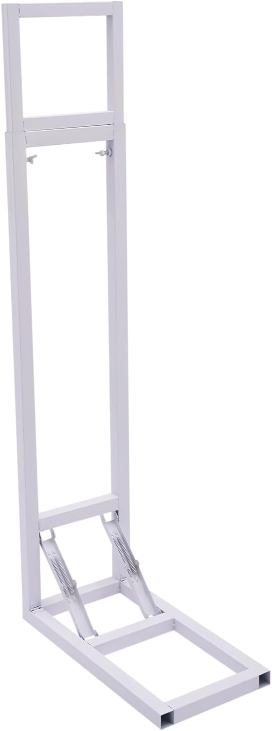 DYNAMI White Square Wedding Backdrop Stand,Metal Arch Backdrop Stand w/Foldable Base,Adjustable Height(1-2m) Rectangle Metal Stand for Wedding Party Decor,Installation-Free