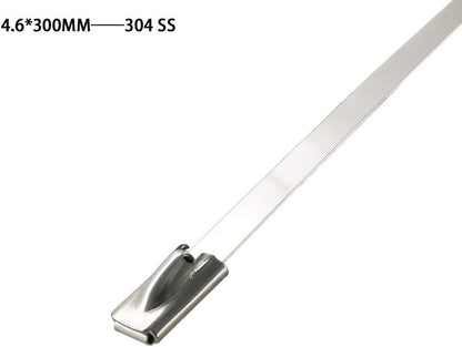 HS Metal Zip Ties Stainless Steel Cable Tie 11.8 Inch (100 Pack) Extra Heavy Duty Self-Locking Strap Ties 225 Lbs Perfect for Exhaust,Fence Outdoor,Automotive