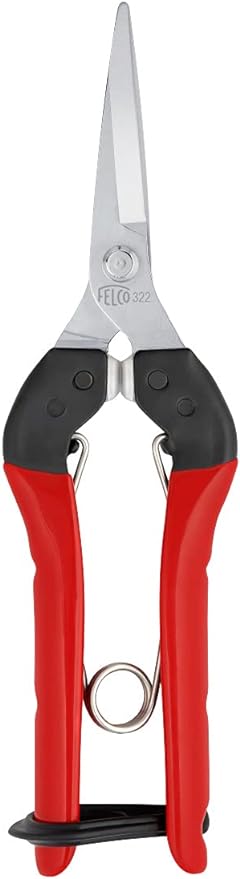 Felco F322 Pruning Snips – 9.84" Swiss-Made Garden Clippers with Curved Blade & Rounded Tip | Pruning Shears for Gardening | Garden Snips and Pruners with Carbon Steel Blade, Sap Groove