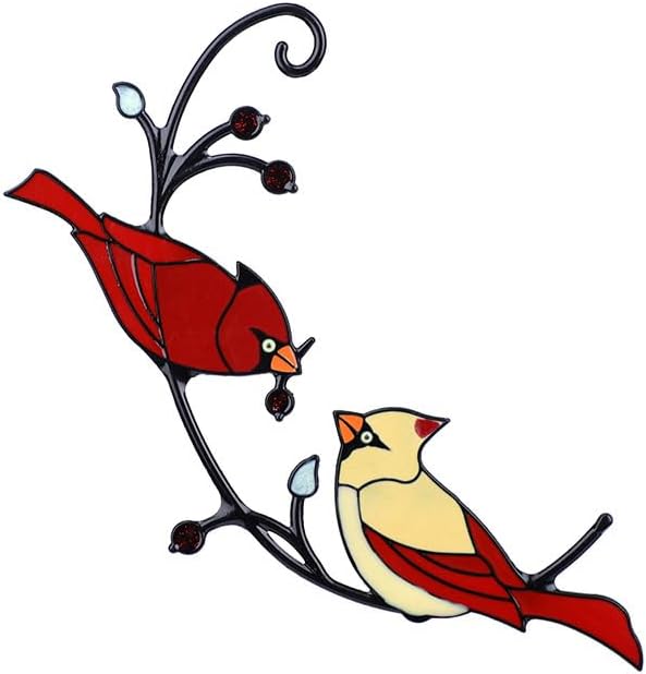 Cardinal Suncatcher, Bird Stained Glass Decor, Window Hangings Gifts - Cardinal Lovers
