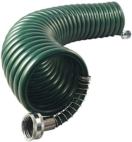 Flexon 1/2" x 25ft Coil Garden Hose – Compact, Kink-Resistant, Lightweight, Space-Saving Design, Durable and Weather-Resistant Watering Hose for Small Yards and Gardening