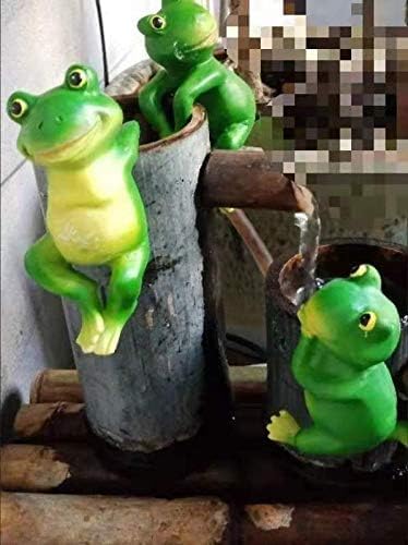 LANDOR Set of 3 Cute Frog Figurines Hanging Animal Statue,Resin Pot Climbing Sculpture Outdoor Statues Ornaments Décor for Flower potFence, Yard Art Patio Lawn House (3 frogs)