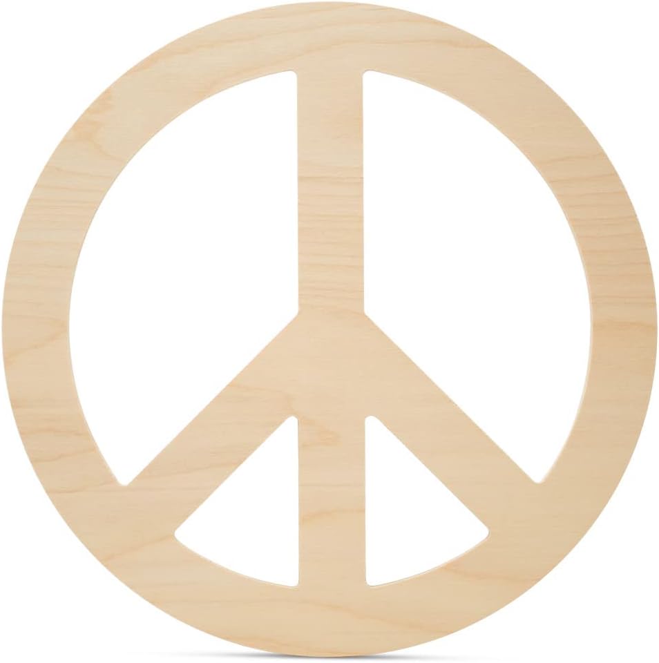 Peace Wood Cutouts 12 x 12-inch, Pack of 5 Unfinished Wood Crafts Blank, Wooden Letter Sign for Crafts & Decor, by Woodpeckers