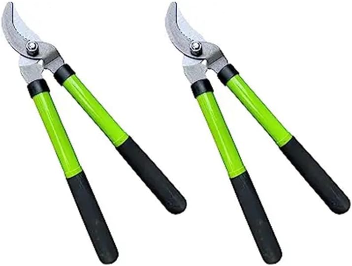 GARDEN GURU Bypass Loppers Tree Trimmer Clipper -Compact 15-inch High Carbon Steel Blade Gardening Loppers Pruning Shear Comfort Grip Handles Heavy Duty Branch Cutter Thick Branches w Ease (2 Pack)