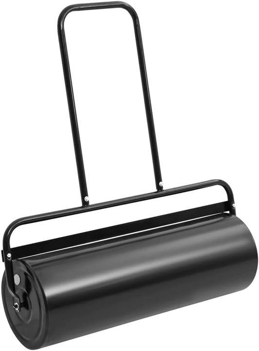 Garden Lawn Roller with Handle for Lawn Garden Yard, Grass Aerator, Yard Roller Black 16.6 gal Iron and Steel