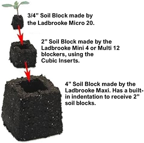 Ladbrooke Authentic Soil Block Maker Mini 4 Hand Held - Most Popular Soil Blocking Tool, Made in England
