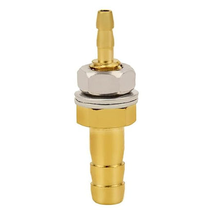 Joywayus 1/8''× 1/4'' Reducer Hose Barb Thru-Bulk Head Hex Union Brass Fitting with Flat Washer Gasket Water/Fuel/Air