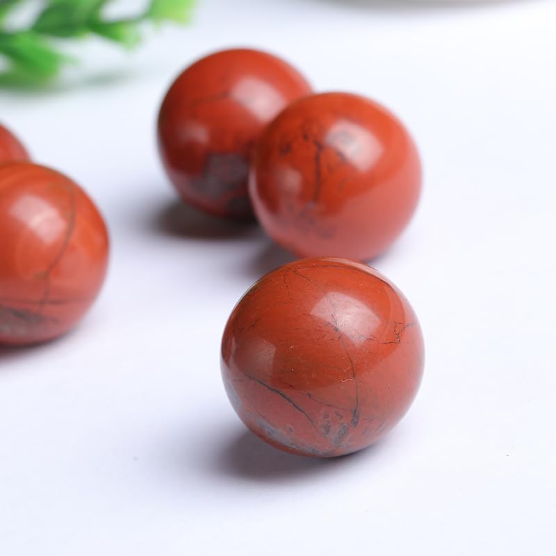 4-5CM/1.58-1.97inch Magical Natural Red Jasper Stone Ball Quartz Crystal Mineral Reiki Treatment Home Office Degaussing Decoration Collection Sphere (Red Jasper, 40-50mm)
