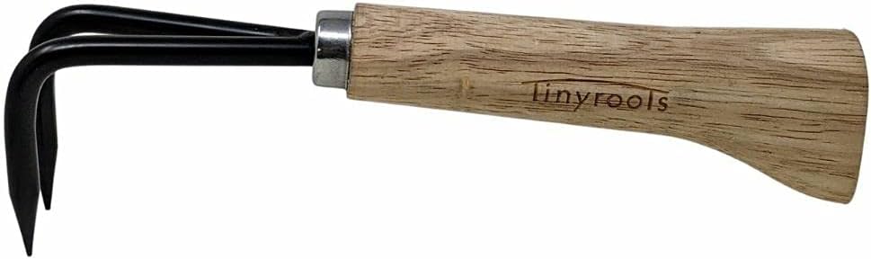 Two Prong Bonsai Root Pick Rake Hardened Carbon Steel Ergonomic Wooden Handle Japanese Import Safely Separate Roots For Repotting Great For Larger Bonsai