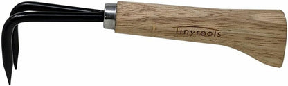 Two Prong Bonsai Root Pick Rake Hardened Carbon Steel Ergonomic Wooden Handle Japanese Import Safely Separate Roots For Repotting Great For Larger Bonsai