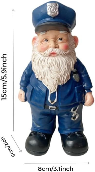 molchagar Police Garden Gnome Statue,United States Police Officer Gnome Figurine Gift for Home Decor Outdoor Yard Art Lawn Ornaments