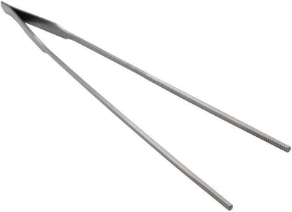 LGEGE 2pcs Long Handle Stainless Steel Straight and Curved Tweezers Nippers for Garden, Kitchen, Indoors and Outdoors