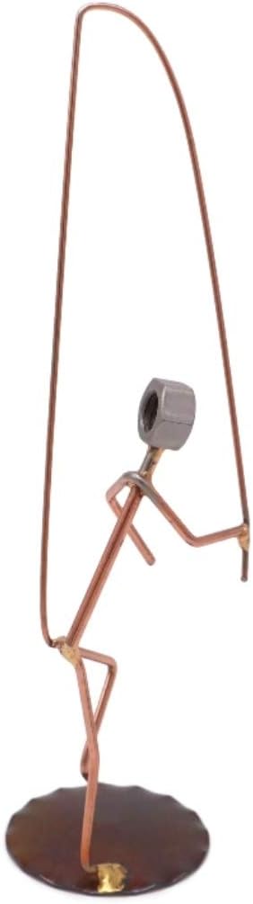 Hooked Pants Fisherman Collectible Handmade Metal Art Figurine, Desk Accessories, Trophy, Boss