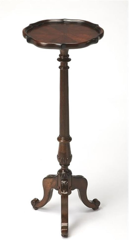 Beaumont Lane Traditional Wood Pedestal Plant Stand in Cherry Dark Brown