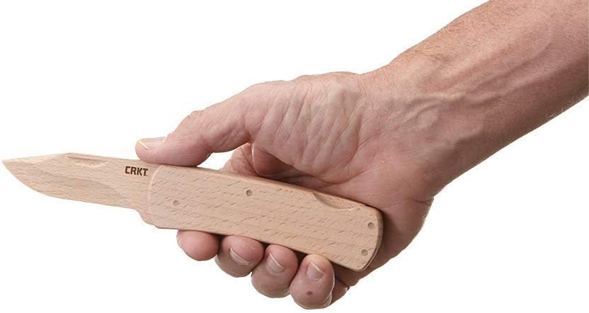 CRKT Nathan's Knife Kit: Wooden Pocket Knife, Drop Point Blade Design with Working Lock Back, Craft Project, Great for Kids 1032, Black
