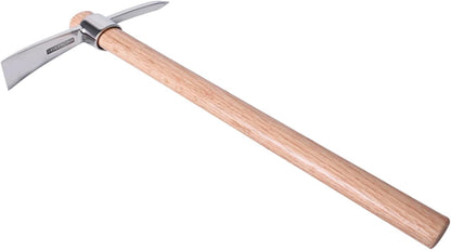 Gardening Pick Axes, 2 in 1 Multifunctional Mattock Pickaxe, Stainless Steel Double Headed Pickaxe with Wooden Handle for Weeding, Loosening Soil, Planting Vegetables, Digging Holes A