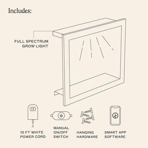 Modern Sprout Smart Growframe Wall Mounted LED Grow Light with Shelf - Emerald