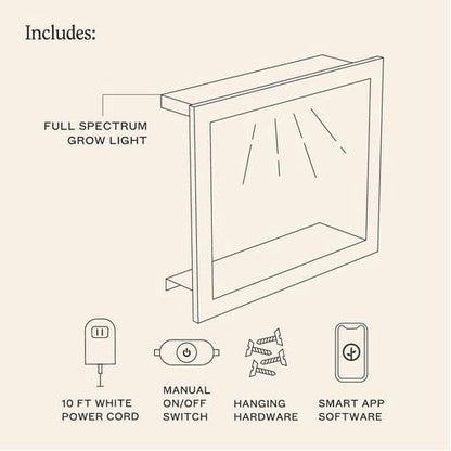 Modern Sprout Smart Growframe Wall Mounted LED Grow Light with Shelf - Emerald