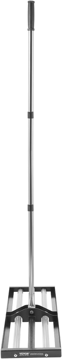 VEVOR Updated Lawn Leveling Rake with Roller, 36'' x 10" Stainless Steel Lawn Leveler with 83.9'' Adjustable Handle, Heavy Duty Yard Leveling Rake, Effort Saving Lawn Leveling Tool for Yard Golf Court