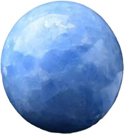 StoneStory Blue Celestite Crystal Sphere Ball with Wood Stand Large Healing Crystals Sphere Sculpture Home Office Decoration Fengshui Meditation Healing 90mm 3.54'' (Blue Celestite,3.54 in )
