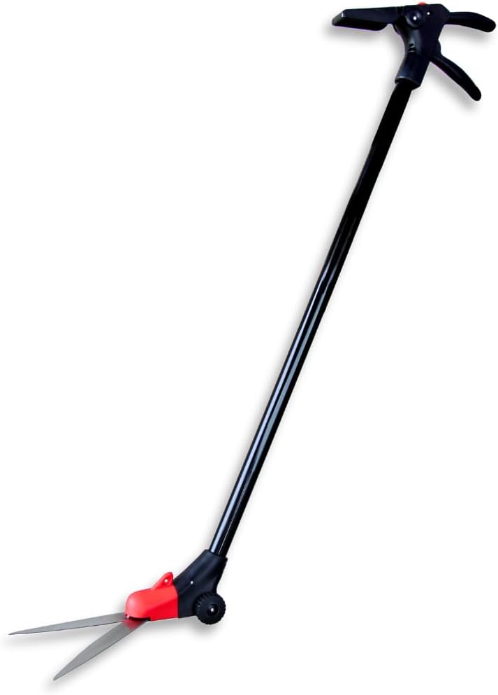 TABOR TOOLS GS01A Long Handle Grass Shears with Wheeled Support, 180° Blade Swivel, SK5 Heat-Treated Steel Blades, Chrome Plated, 38" Grass Clippers For Easy Upright Trimming, and Durable Steel Handle