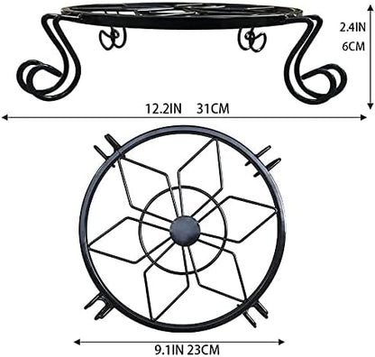 Flower Pot Stand Heavy Duty 2 Pack Planter Holder Indoor Outdoor Home & Garden Decor(Black)