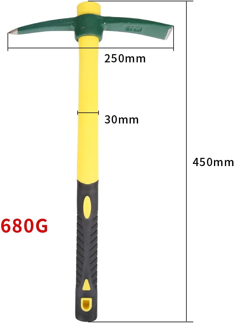 18 Inches Steel Forged Pickaxe, Sturdy Durable Mattock Hoe, Weeding Pick Axe with Lightweight Plastic Coated Fiberglass Handle Suitable for Digging, Weeding, Gardening, Camping