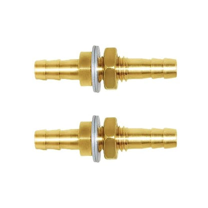 Joywayus 3/16'' Hose Barb Thru-Bulk Head Fuel Hex Union Fitting Intersection/Split Brass Water/Fuel/Air (Pack of 2)