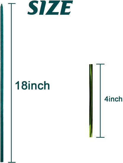 GXXMEI 100PCS 18" Plant Sticks Support with 100PCS Green Garden Ties, Green Bamboo Sticks, Garden Wood Plant Stakes, Floral/Orchid/Tomato Wooden Stakes Plant Support Stakes Wooden