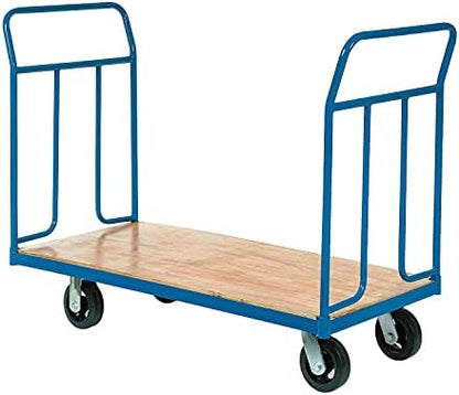 Global Industrial Wood Deck Platform Truck w/Removable Handles, 2400 Lb. Capacity, 6" Mold-On Rubber Wheels