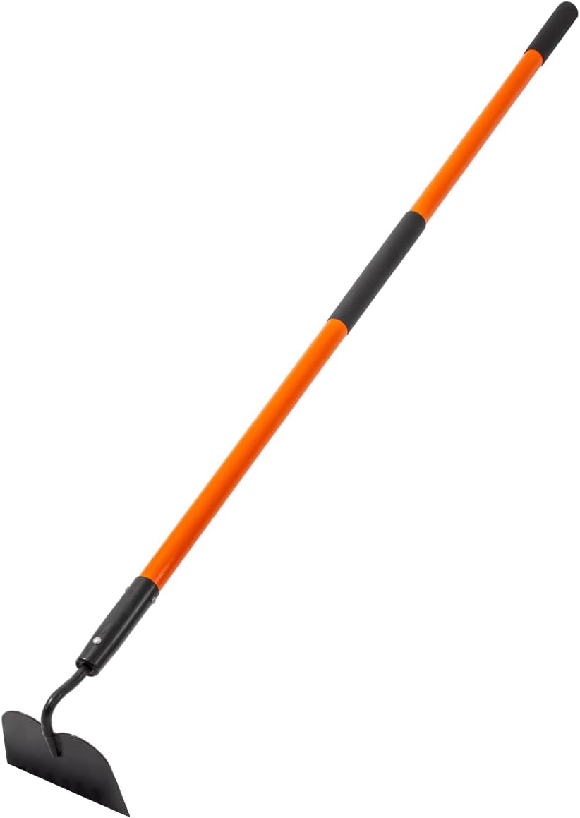 Garden Hoe Tool, 58 Inches Hoe Garden Tool with Fiberglass Long Handle, Heavy Duty Garden Hoe for Weeding