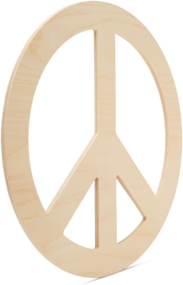 Peace Wood Cutouts 12 x 12-inch, Pack of 5 Unfinished Wood Crafts Blank, Wooden Letter Sign for Crafts & Decor, by Woodpeckers
