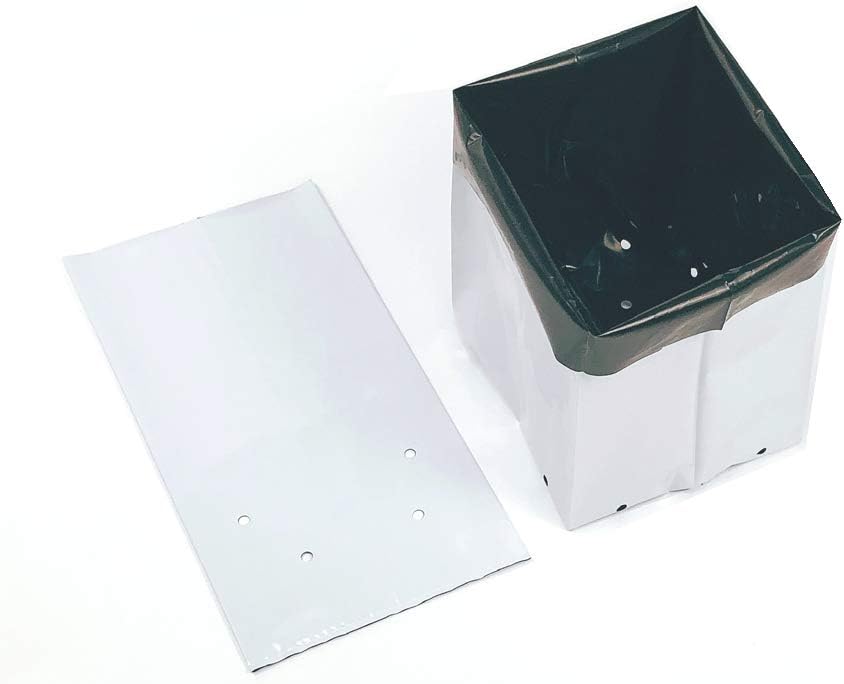 HORTIPOTS Grow Bag 7 Gallon Square Nursery Container Made of Black White Poly Films (25 Pieces per Pack)