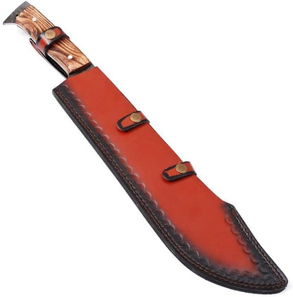 Armory Replicas™ Into The Wild High Carbon Steel Full Tang Outdoor Camping Machete – 14-inch Blade with Textured Finish, Sheesham Wood Handle & Genuine Leather Sheath