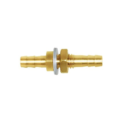 Joywayus 2pcs 1/4'' Hose Barb Thru-Bulk Head Hex Union Brass Fitting with Flat Washer Gasket Water/Fuel/Air
