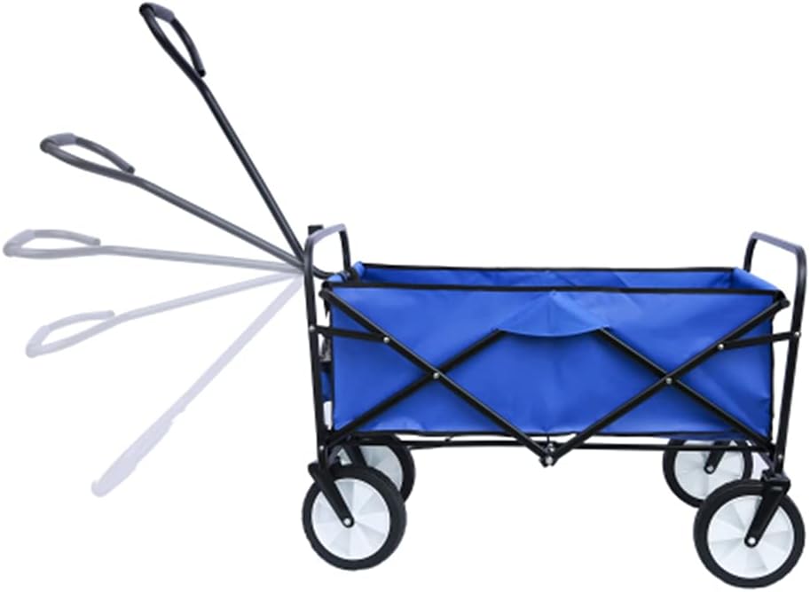 Folding Garden Cart,Utility Collapsible Wagon,Outdoor Camping Beach Cart with Handle and Wheels (Blue)