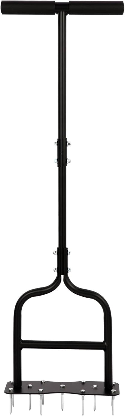 sancat Lawn Aerator,Spike Aerator, Heavy Duty Manual Lawn Aerator Tool with 11 Iron Spikes, Grass Aerator Tools for Yard, Lawn Aeration, Height Adjustable Garden Tool, Revives Lawn Health