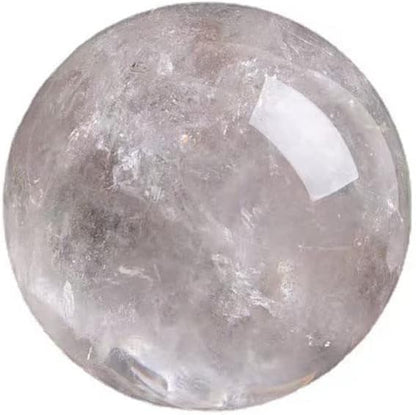 StoneStory Clear Quartz Crystal Sphere Ball with Wood Stand Large Healing Crystals Sphere Sculpture Home Office Decoration Fengshui Meditation Healing 80mm 3.14'' (Clear Quartz, 3.14'')
