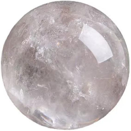 StoneStory Clear Quartz Crystal Sphere Ball with Wood Stand Large Healing Crystals Sphere Sculpture Home Office Decoration Fengshui Meditation Healing 80mm 3.14'' (Clear Quartz, 3.14'')