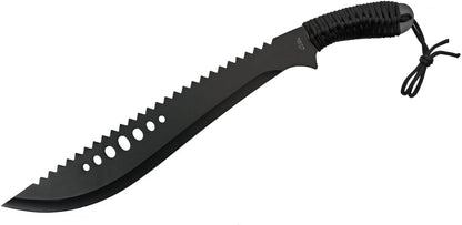 Szco Supplies 21” Full-Tang Curved Sawback Machete with Cord-Wrapped Handle, 420 Stainless Steel Blade, and Nylon Sheath for Camping, Hiking, and Survival