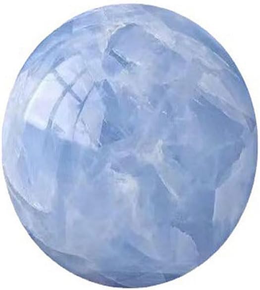 StoneStory Blue Celestite Crystal Sphere Ball with Wood Stand Large Healing Crystals Sphere Sculpture Home Office Decoration Fengshui Meditation Healing 90mm 3.54'' (Blue Celestite,3.54 in )