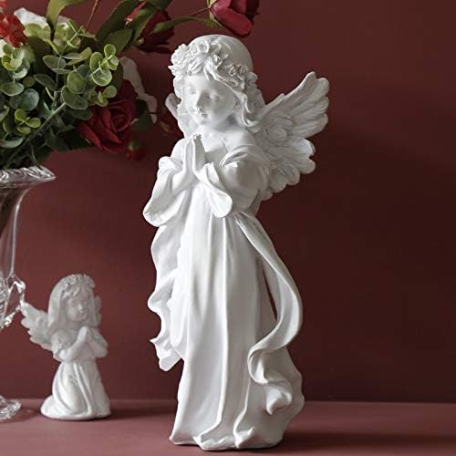 YUEOECOR Praying Angel Figurine, Waterproof Angel Wings Statue, Garden Memorial Angel, Resin Praying Angel Figurine for Home Decor or Garden